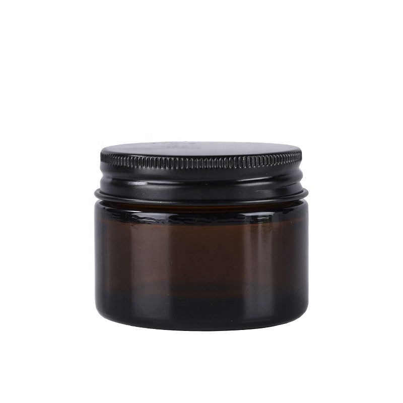 Wholesale custom logo amber glass cream cosmetic jar 8 oz with gold silver lid