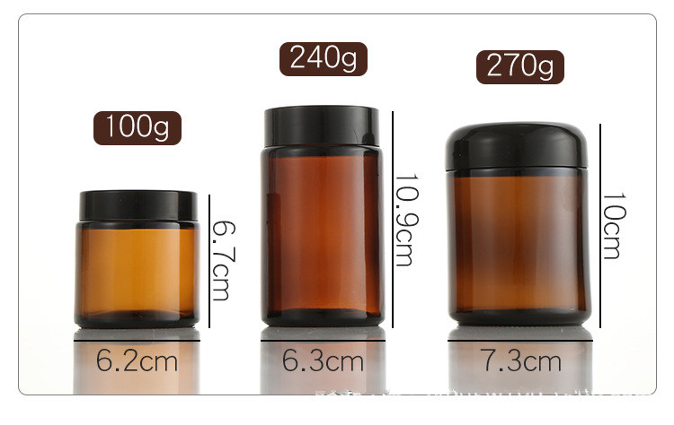 Wholesale custom logo amber glass cream cosmetic jar 8 oz with gold silver lid
