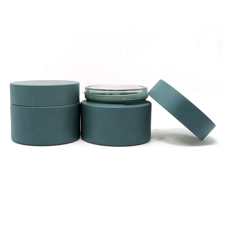 Wholesale custom logo empty green blue cover lid 5ml 10ml 15ml 20ml 30ml 50ml 60ml cosmetic frosted glass lip scrub container