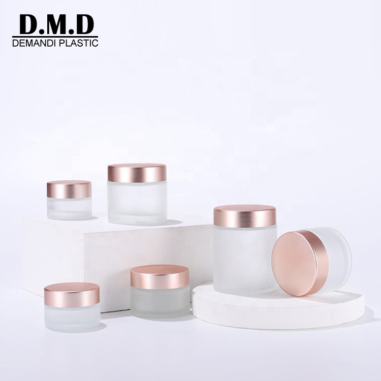 Wholesale custom logo empty rose gold cover lid 5ml 10ml 15ml 20ml 30ml 50ml 60ml cosmetic frosted glass lip scrub container