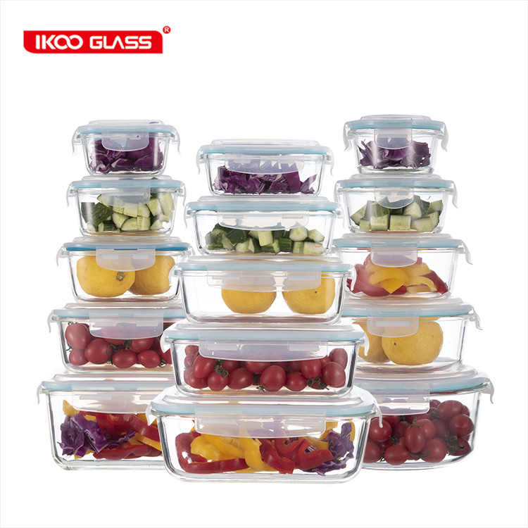 Wholesale custom logo glass storage container food with lid