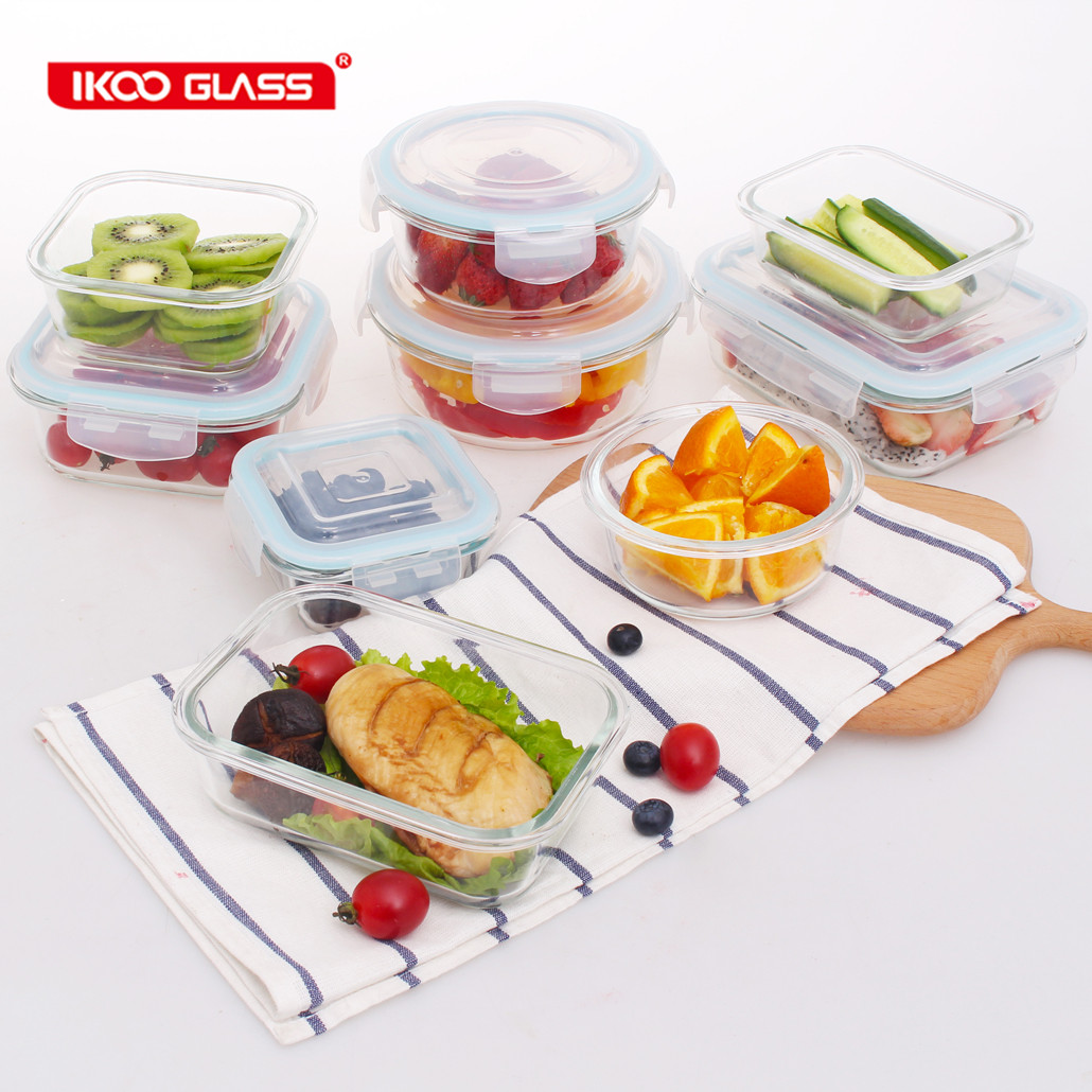 Wholesale custom logo glass storage container food with lid
