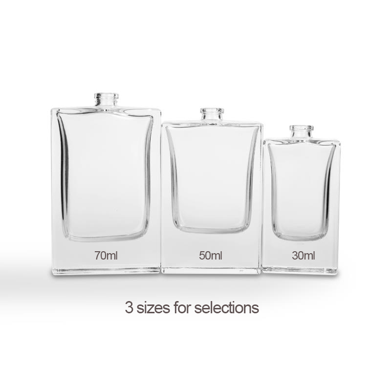 Wholesale custom logo printing square mist spray bottle for perfume glass 30ml 50ml 70ml