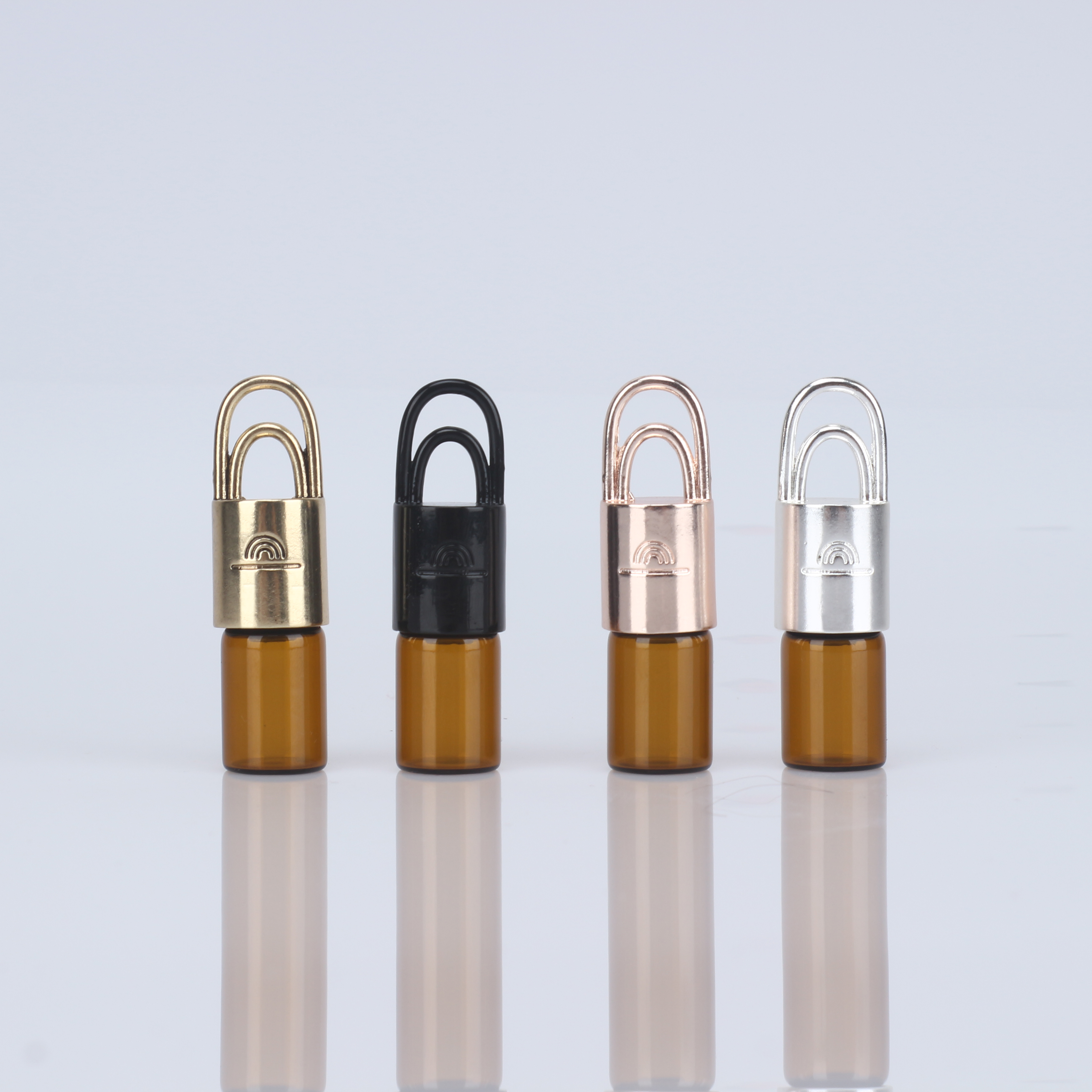 Wholesale custom necklace pendant small perfume bottles natural stone bottles with rose quartz stone