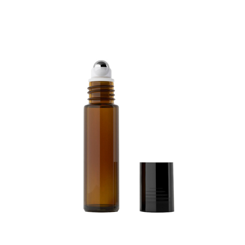 Wholesale custom roll on glass bottle 5ml 10ml amber eye roller bottle packaging with stainless roller