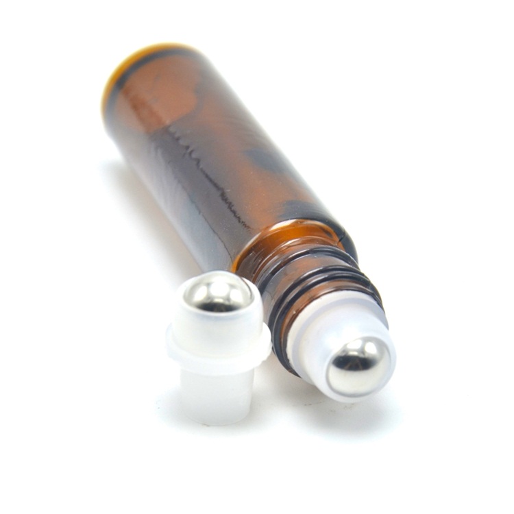 Wholesale custom roll on glass bottle 5ml 10ml amber eye roller bottle packaging with stainless roller