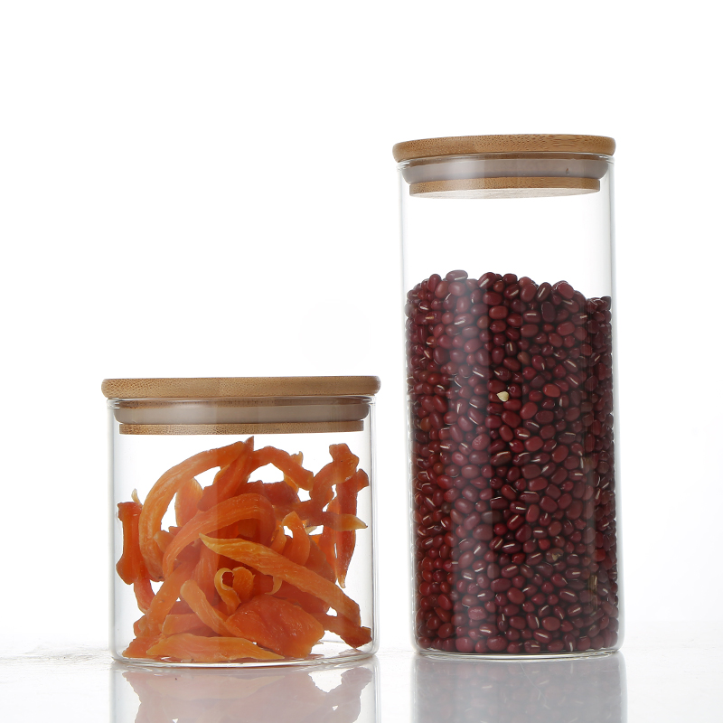 Wholesale custom sealed glass tank bamboo cover glass high borosilicate food storage tank