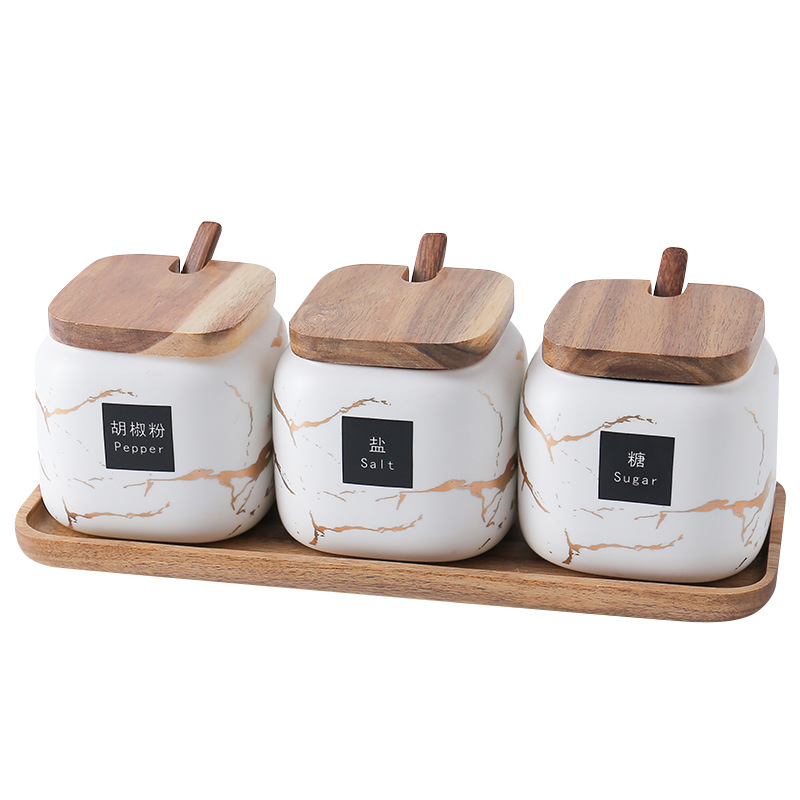 Wholesale custom storage marble porcelain spice ceramic jar spices