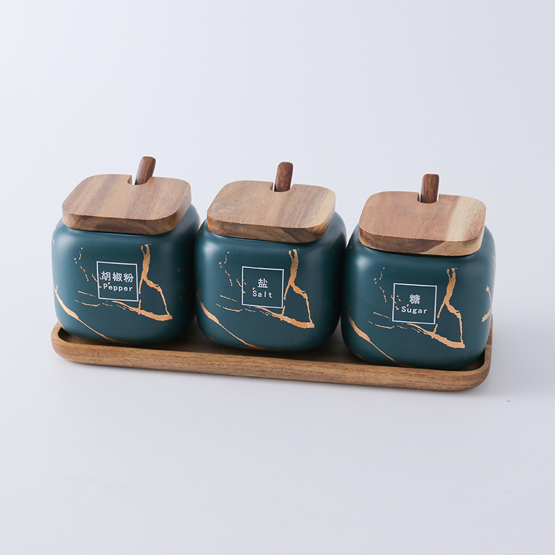 Wholesale custom storage marble porcelain spice ceramic jar spices