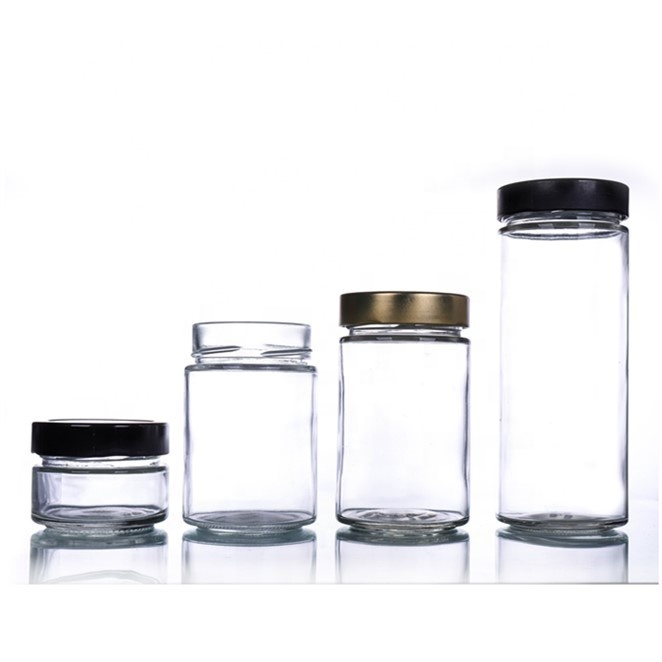 Wholesale custom wide mouth straight side empty jam honey bottle pickle coconut oil peanut butter jars glass jar for canning