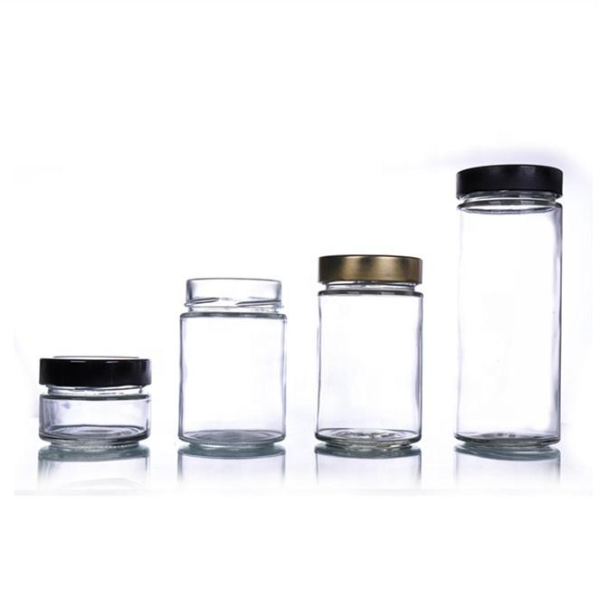 Wholesale custom wide mouth straight side empty jam honey bottle pickle coconut oil peanut butter jars glass jar for canning