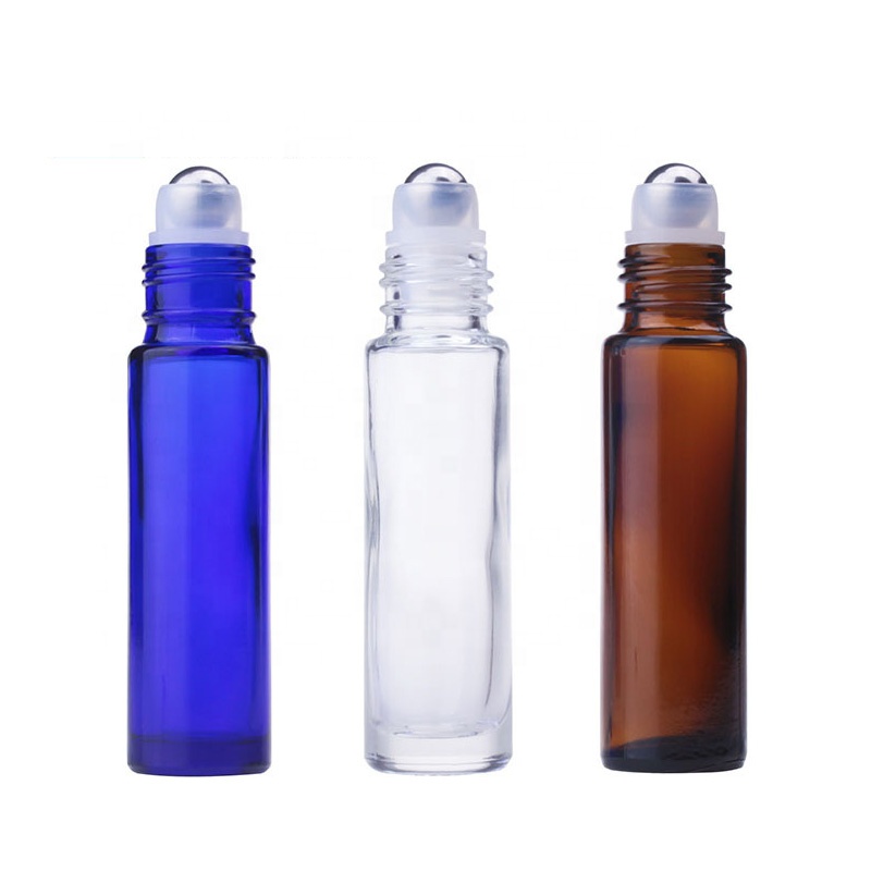 Wholesale customization 10ml Amber Essential Oil bottle Roller Frosted Glass Roll On Bottle with free sample