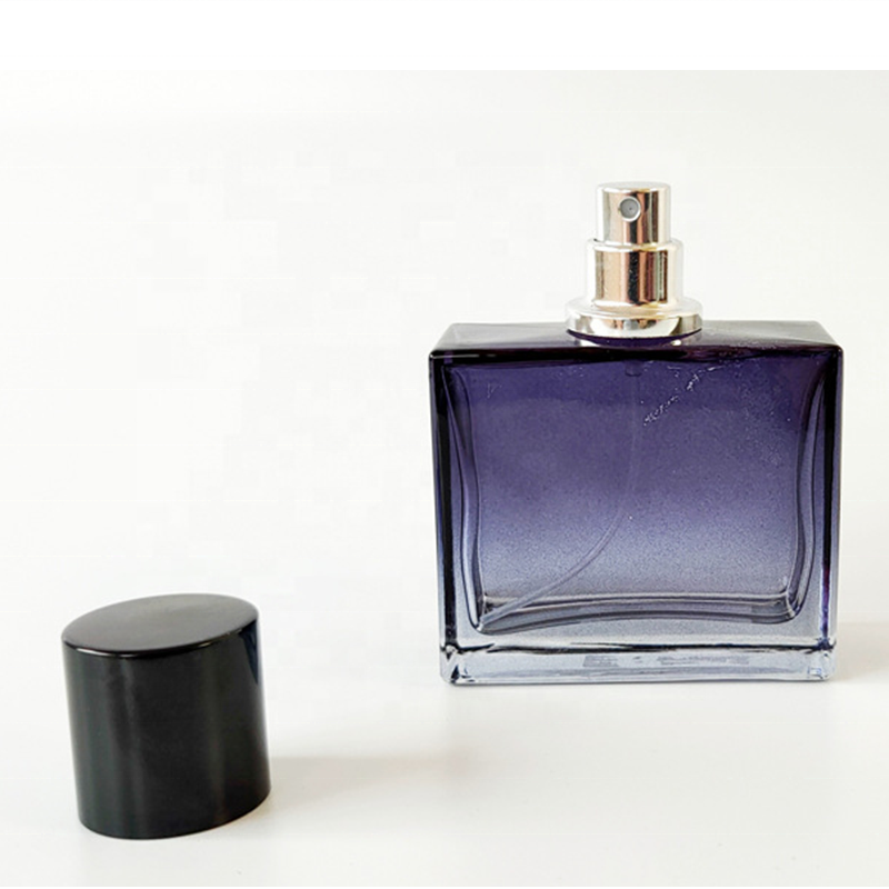 Wholesale customization empty Glass 55ml Clear Purple perfume atomizer bottle
