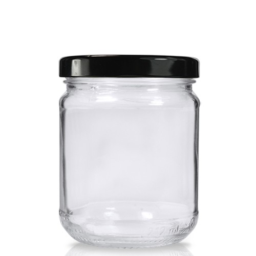 Wholesale customized 240ml 8oz clear round glass jars and bottles storage with screw lid for food candy honey jam