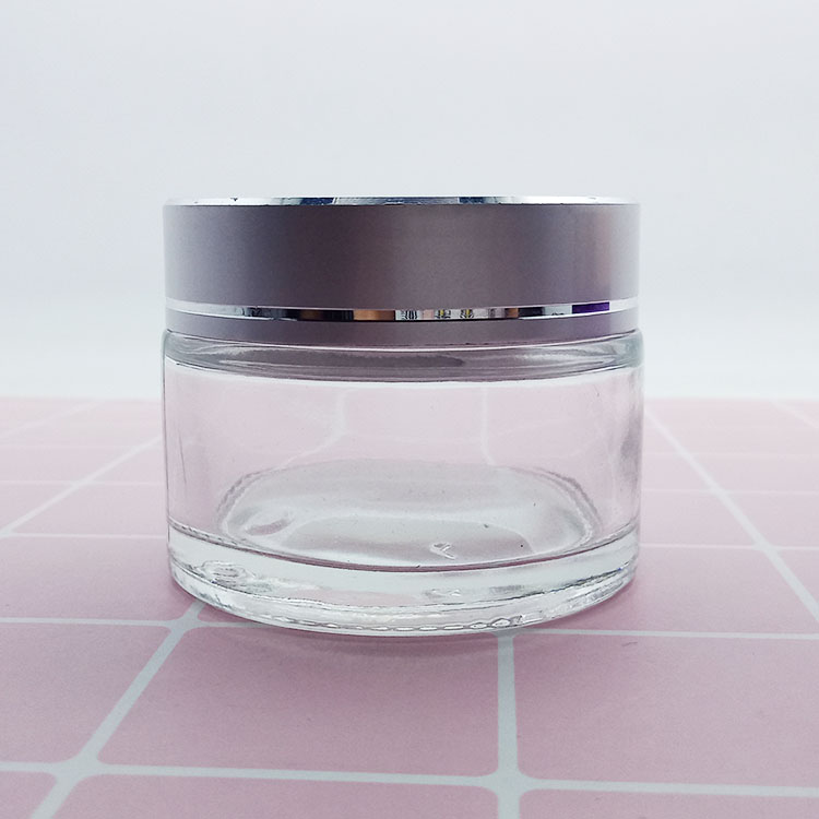 Wholesale customized 50g glass jar and plastic cosmetic jar