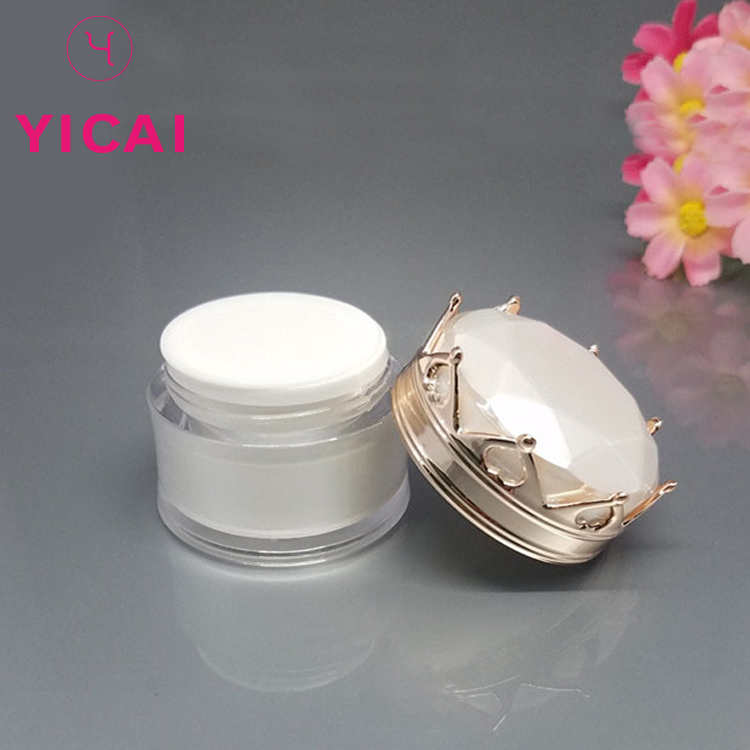 Wholesale customized High quality 10g round Crown double-deck small cosmetic jar