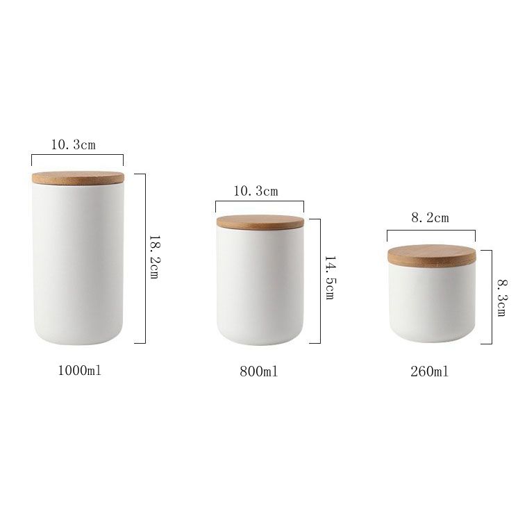 Wholesale customized coffee bean cookie jar airtight ceramic food storage bottle jar with wooden lid
