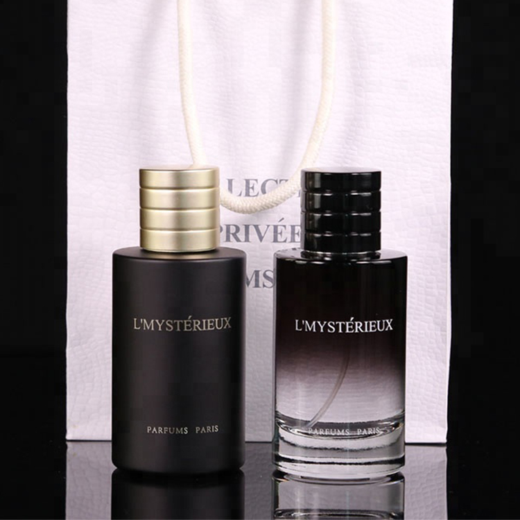 Wholesale customized cylinder 100ml black glass perfume bottle with cap
