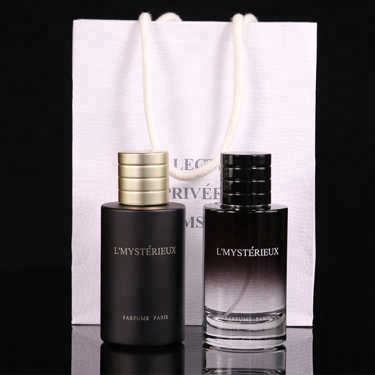 Wholesale customized cylinder 100ml black glass perfume bottle with cap