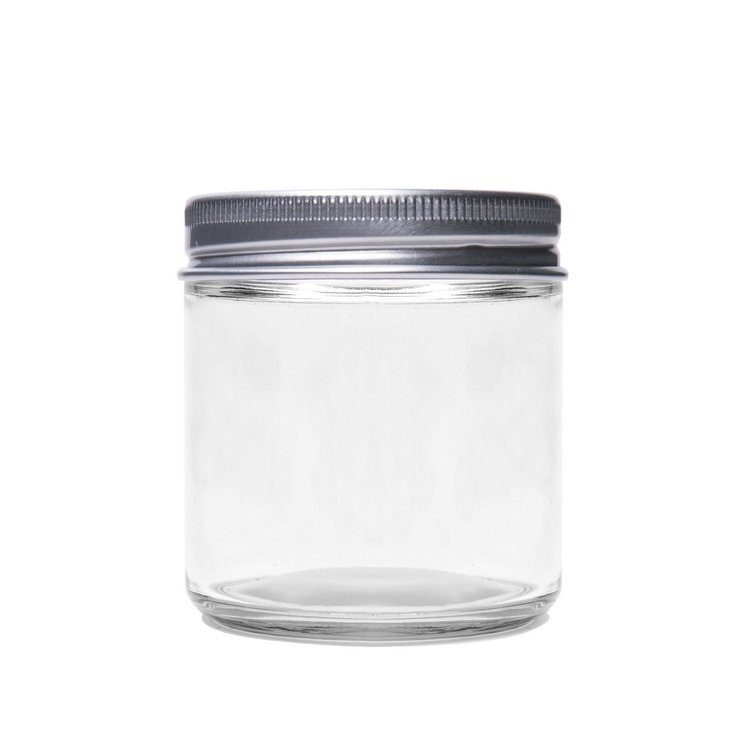 Wholesale customized high quality 12oz clear round straight sided glass jars with screw lid for food candy honey caviar jam