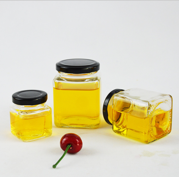 Wholesale customized high quality 200ML classic square glass jam jar with screw cap for candy honey vegetable salad jam