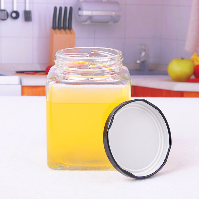 Wholesale customized high quality 200ML classic square glass jam jar with screw cap for candy honey vegetable salad jam