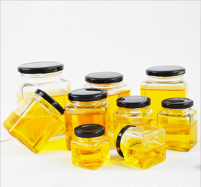 Wholesale customized high quality 200ML classic square glass jam jar with screw cap for candy honey vegetable salad jam