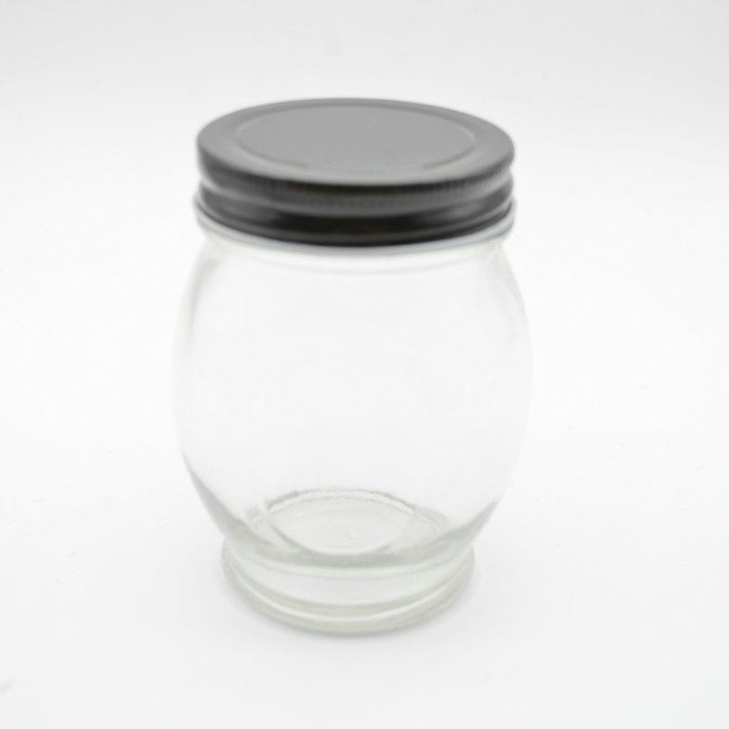 Wholesale customized high quality 350ml  clear round glass jars with screw lid for food candy honey caviar jam