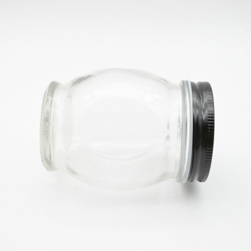 Wholesale customized high quality 350ml clear round glass jars with screw lid for food candy honey caviar jam