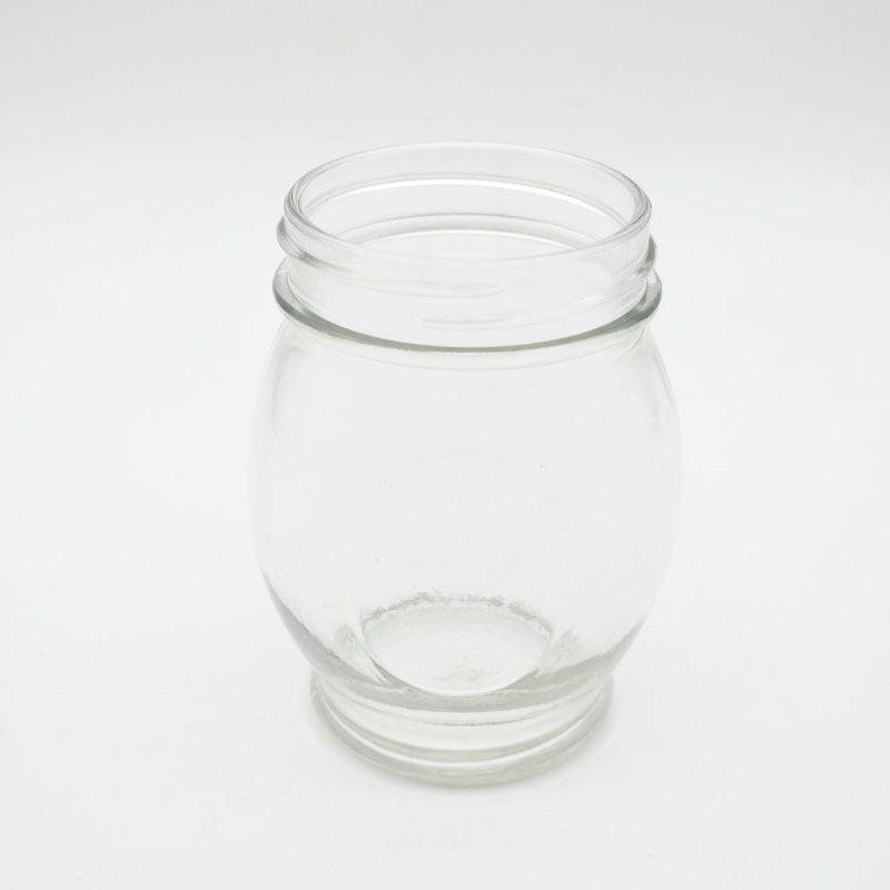 Wholesale customized high quality 350ml clear round glass jars with screw lid for food candy honey caviar jam