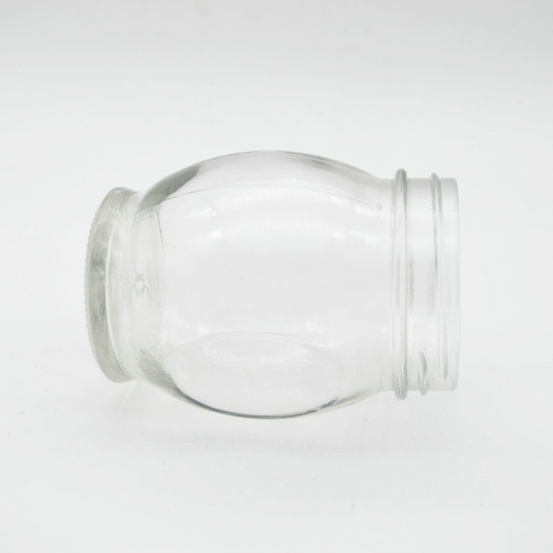 Wholesale customized high quality 350ml clear round glass jars with screw lid for food candy honey caviar jam