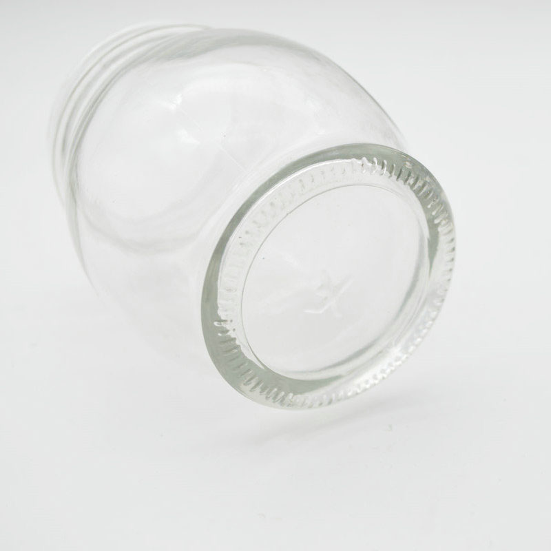 Wholesale customized high quality 350ml clear round glass jars with screw lid for food candy honey caviar jam