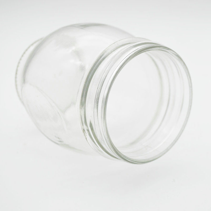 Wholesale customized high quality 350ml clear round glass jars with screw lid for food candy honey caviar jam