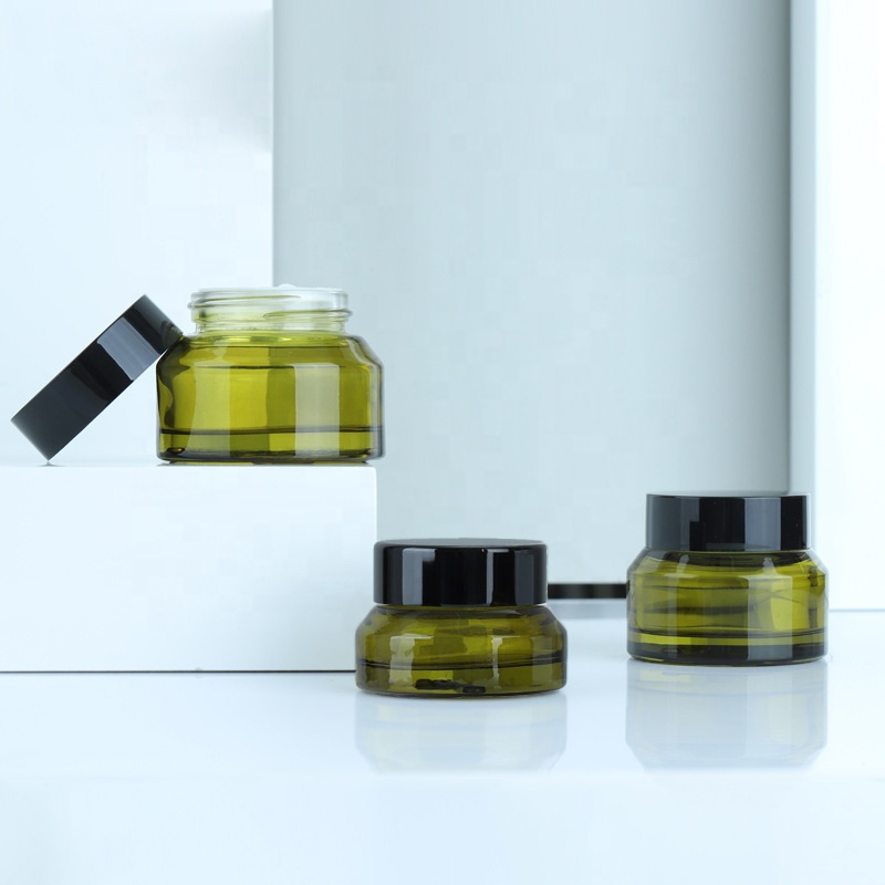Wholesale customized high quality small round straight sided clear cream glass jars with plastic screw lid