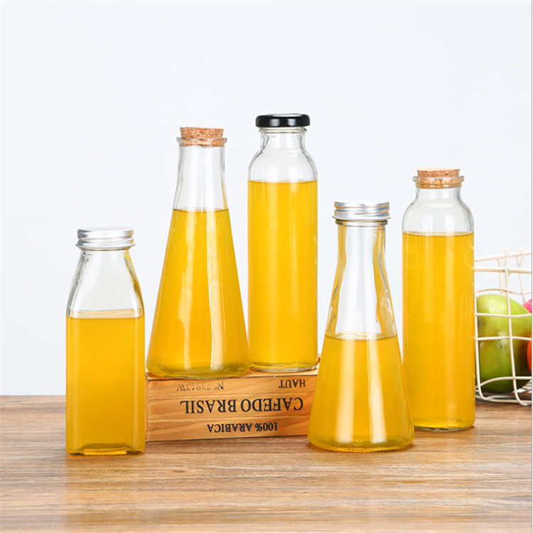 Wholesale customized logo 100ml 300ml 500ml milk juice water beverage glass drink bottle