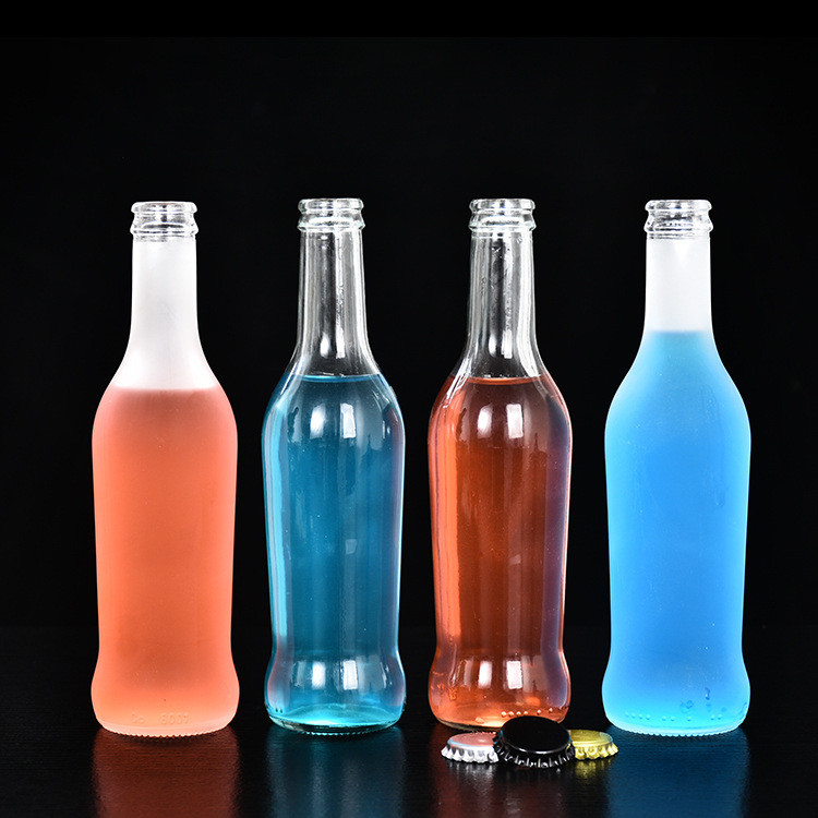 Wholesale customized logo frosted & clear fruit beer wine 275ml rio cocktail glass bottle