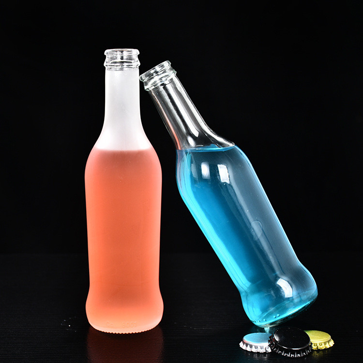 Wholesale customized logo frosted & clear fruit beer wine 275ml rio cocktail glass bottle