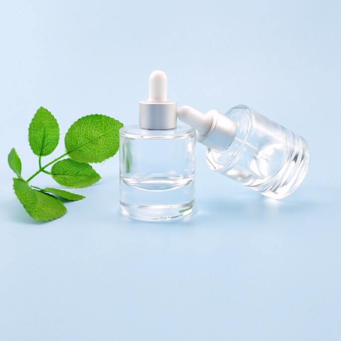 Wholesale customs logo 30ml thicken bottom glass dropper bottles with wide shoulder black cap in store with good price