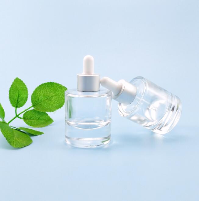 Wholesale customs logo 30ml thicken bottom glass dropper bottles with wide shoulder black cap in store with good price