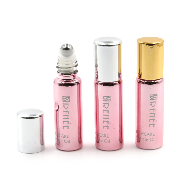 Wholesale cute package travel size 5ml pink glass eye serum roller bottle