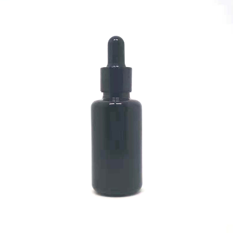 Wholesale dark violet glass uv bottle 30 ml with black metal lids