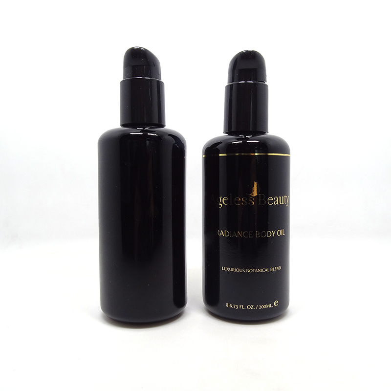 Wholesale dark violet uv black glass lotion serum pump bottles 100ml 200ml