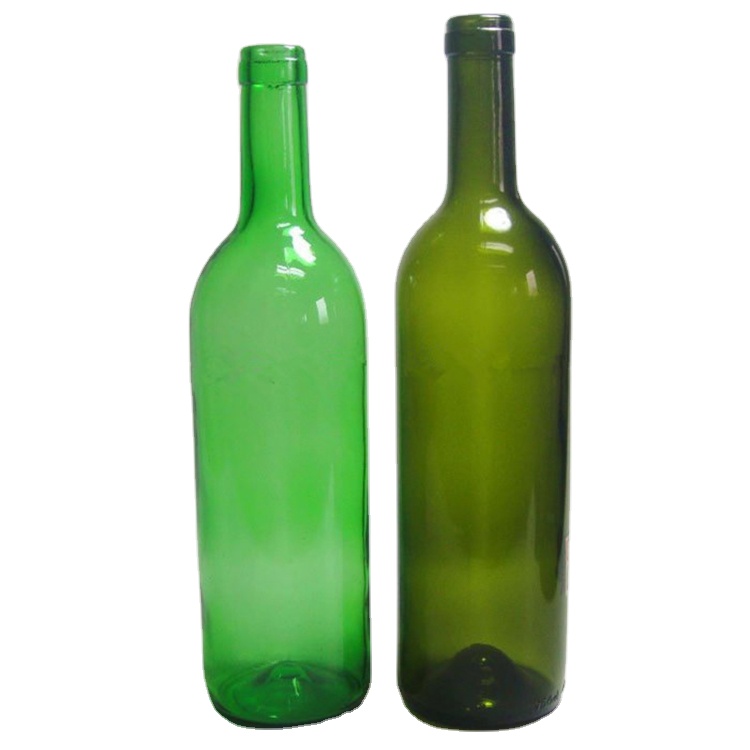 Wholesale different color green empty glass 750ml red wine bottles