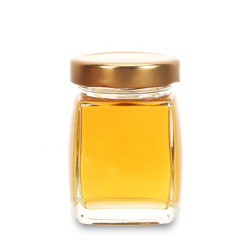 Wholesale different size square glass food jar for honey jam with metal lid