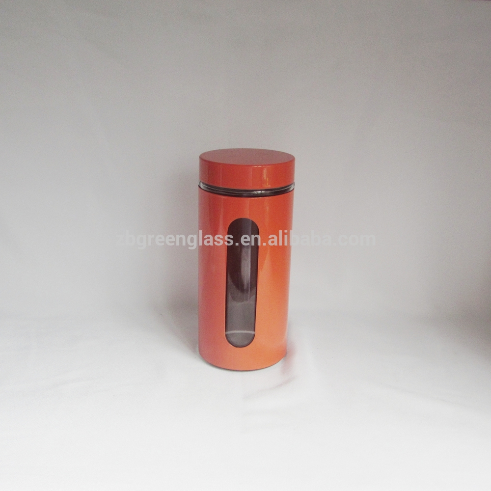 Wholesale different sizes glass storage jar with metal lids