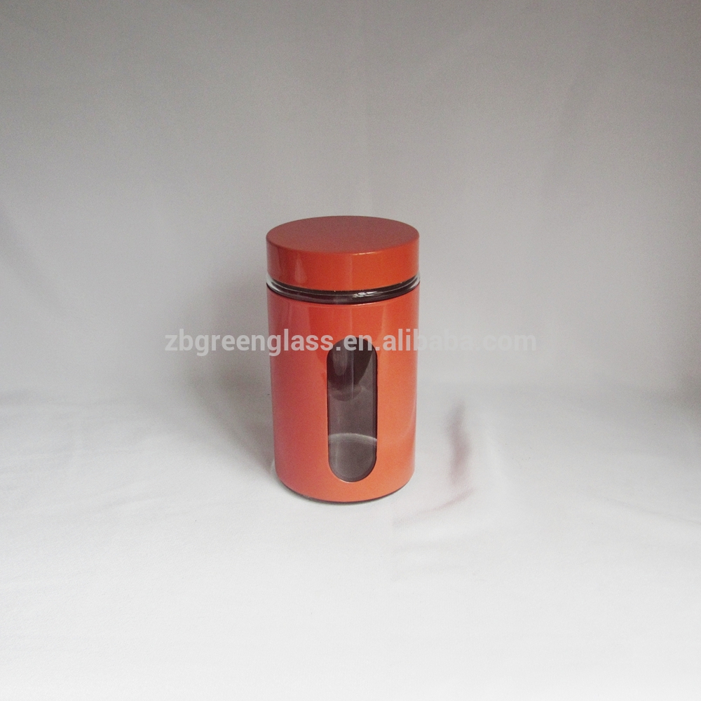 Wholesale different sizes glass storage jar with metal lids