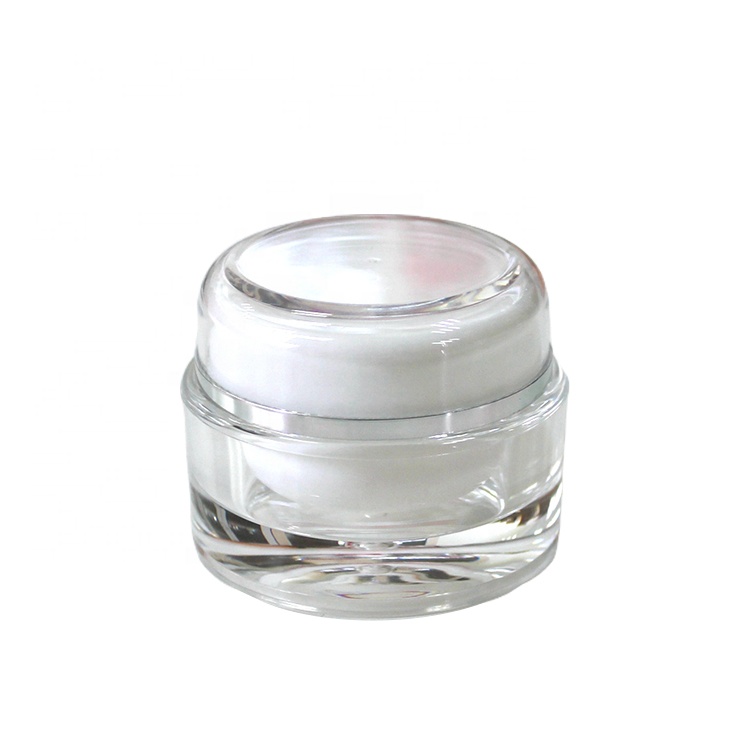 Wholesale double wall round plastic acrylic transparent pet cosmetic jar