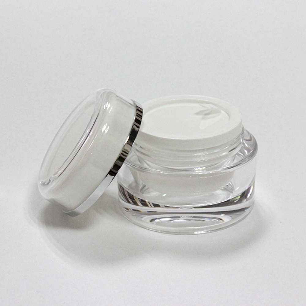 Wholesale double wall round plastic acrylic transparent pet cosmetic jar
