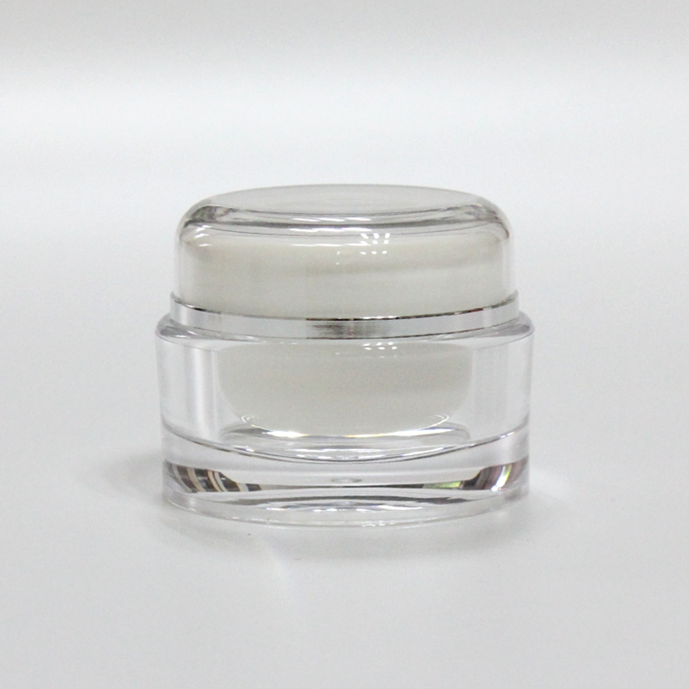 Wholesale double wall round plastic acrylic transparent pet cosmetic jar