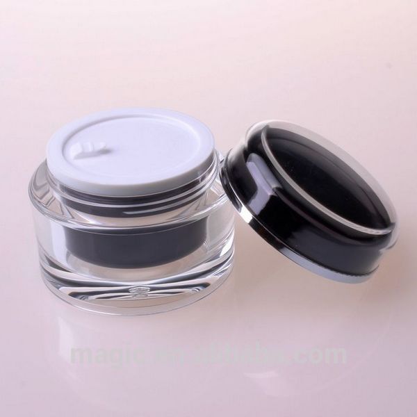 Wholesale double wall round plastic acrylic transparent pet cosmetic jar